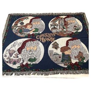 Chatham VTG tapestry woven Christmas Santa throw blanket
